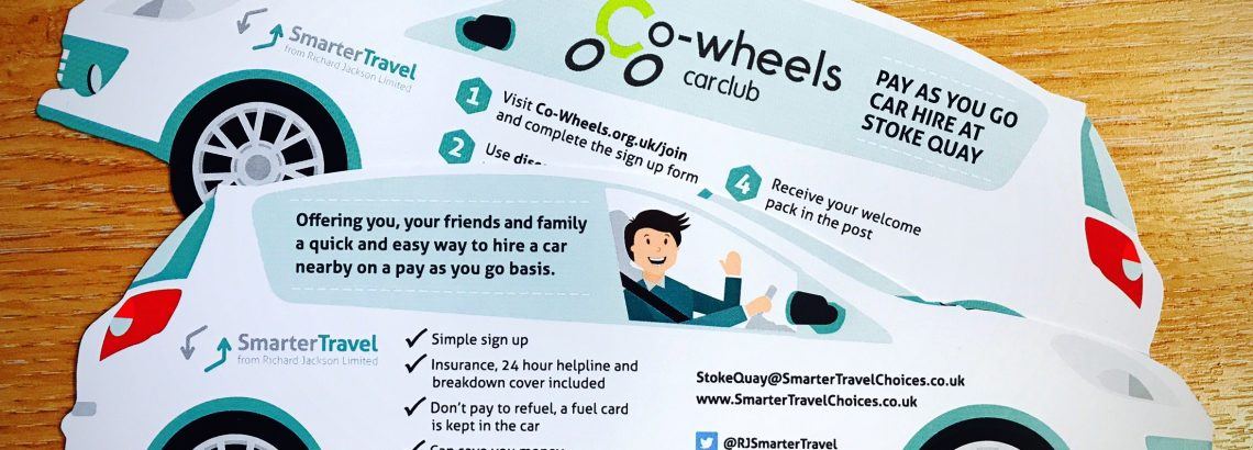 A photograph of flyers produced for Stoke Quay residents to promote the on-site car club | Smarter Travel Limited