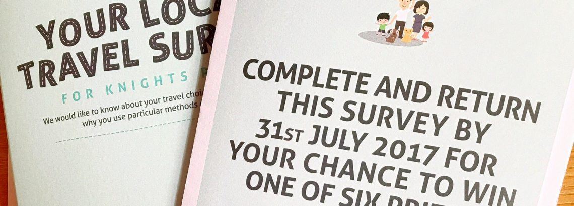 A photograph of the Knights Park travel survey leaflets | Smarter Travel Limited