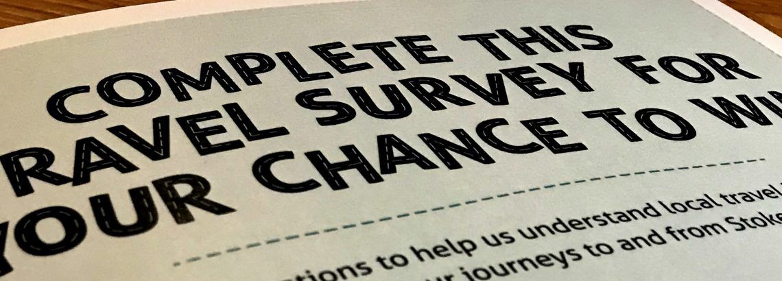 Close up photograph of the Stoke Quay printed survey flyer | Smarter Travel Limited
